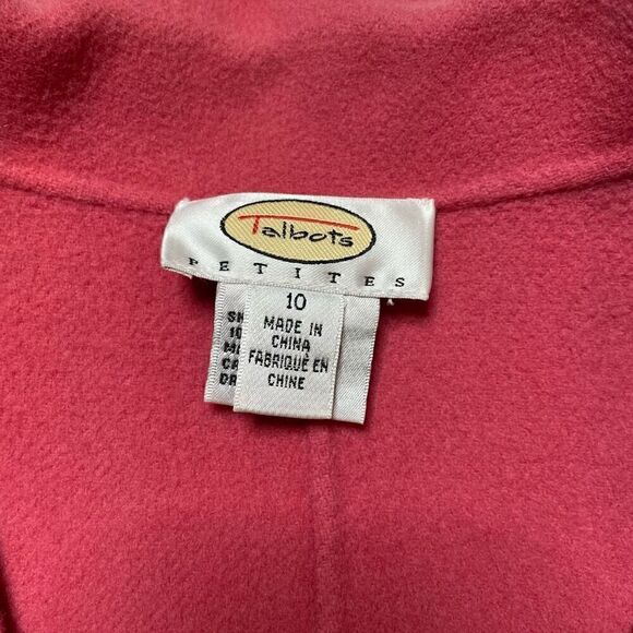 Talbots Pink Blazer Jacket Shoulder Pads Open Front Cardigan 100% Wool Size 10 - Picture 4 of 10
